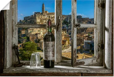 Produktbild von ARTland Poster Blick aus dem Fenster Matera, Italien Größe: 120x80 cm