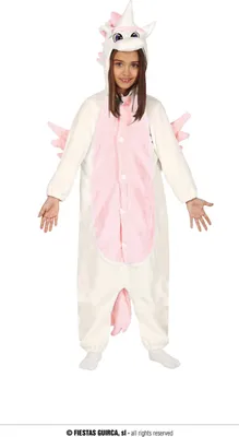 Produktbild von Rosa Einhorn Onesie Kinder Jumpsuit, Größe: 10 - 12 Jahre Farbe: Weiß