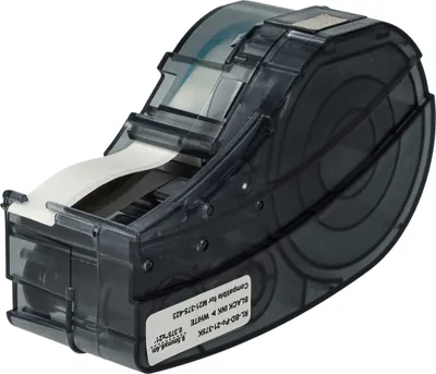 Produktbild von vhbw Schriftband-Kassette kompatibel mit Brady ID PAL, M210, M210-LAB, LABPAL Etiketten-Drucker 6,4m x 9,53mm Schwarz auf Weiß, Permanentpolyester