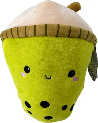 Produktbild von Bubble Tea Plüschtier 26 cm – Boba Kuscheltier Kissen für Kinder grün