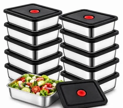 Immagine prodotto di Set di contenitori per il pranzo - 10 pezzi - Riutilizzabili - Impilabili - Impermeabili - Ideali per il pranzo, picnic e viaggi