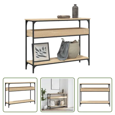 Obrázek produktu pro The Living Store Konzolový stolek s policí Sonoma dub 100x29x75cm materiál na bázi dřeva