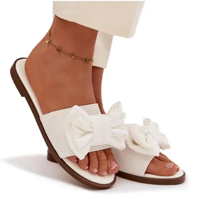 Produktbild von Damen flache Sandalen Mit Schleife Weiß Amivelle 37