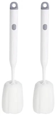 Flaschenbürste mit Schwammkopf, 2 Stück, 27 cm, weiß