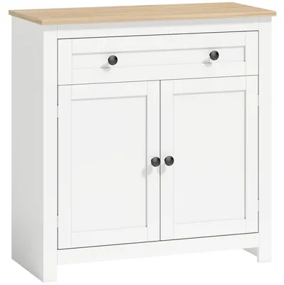 Produktbild von Sideboard Küchenschrank mit Schublade, Doppeltür, Verstellbarer Einlegeboden, für Wohnzimmer, 78,5 x 35 x 80 cm Weiß