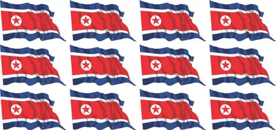 Produktbild von Mini Aufkleber Set - Pack wehend - 50x31mm - selbstklebender Sticker - Nordkorea - Flagge / Banner / Standarte fürs Auto, Büro, zu Hause und die Schule - 12 Stück