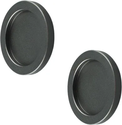 Imagen del producto de Juego de manijas autoadhesivas para puertas correderas, redondas, de aluminio, color gris