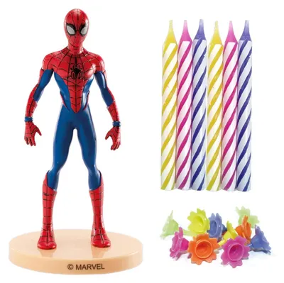 Produktbild von dekora - Spiderman PVC-Set mit 10 Geburtstagskerzen - Set zum Dekorieren von Geb