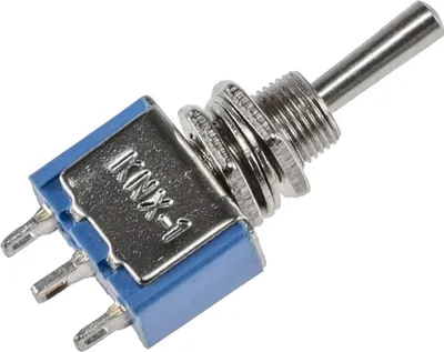 Produktbild von Miniatur Kippschalter 1x EIN/AUS/EIN(UM) 12V/3A Lötösen 3-Pin Gewinde Ø 6mm