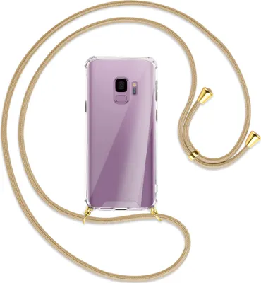 Produktbild von Handykette Backcover-Schutzhülle mit Band (Metall goldfarben) für Samsung Galaxy S9 - caramel