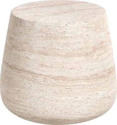 Produktbild von BELIANI Beistelltisch Beige MDF Travertinoptik Steinoptik Rund Modernes Design Indoor Outdoor Wohnzimmer Couchtisch Kaffeetisch Loungetisch