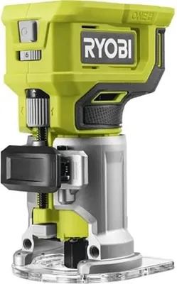 A Ryobi 18V ONE+ cordless edge router is shown against a white background.