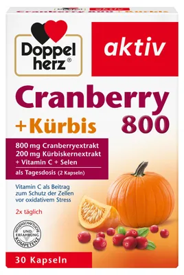 Produktbild von Doppelherz Cranberry 800 + Kürbis + Vitamin C, 30 Kapseln, antioxidativer Schutz