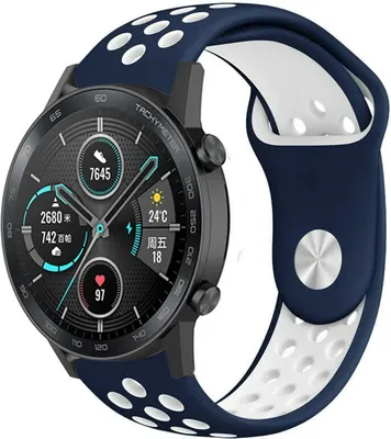 Produktbild von Strap-it Honor Magic Watch 2 Sportarmband (Blau/Weiß)