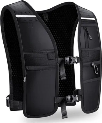 Produktbild von Famanu Laufweste – Verstellbare unisex reflektierende Weste mit wasserfestem Reißverschlussfach und 7 Taschen – leicht und atmungsaktiv – für Laufen,