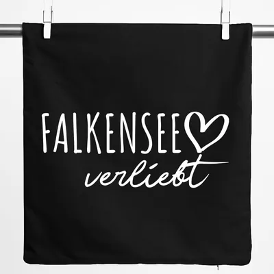 Produktbild von Huuraa Kissenbezug Falkensee verliebt 40x40cm Black Baumwolle Dekokissenbezug Geschenkidee