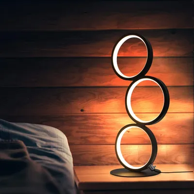 Produktbild von ZMH LED Tischlampe Dimmbar Modern Nachttischlampe Schwarz Schreibtischlampe in Ringform aus Aluminium, 12W Deko Nachtlampe mit 2.9M Kabel