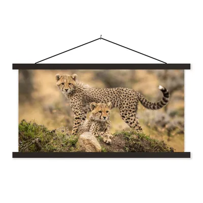 Produktbild von MuchoWow® Textilposter Leopard - Jungtier - Natur 120x60 cm mit schwarzem Rahmen - Dekoration Schlafzimmer