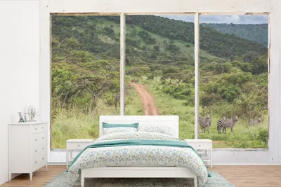 Produktbild von Fotobehang mit Doorkijk - Zebra - Tiermotiv - Breite 390 cm x Höhe 260 cm