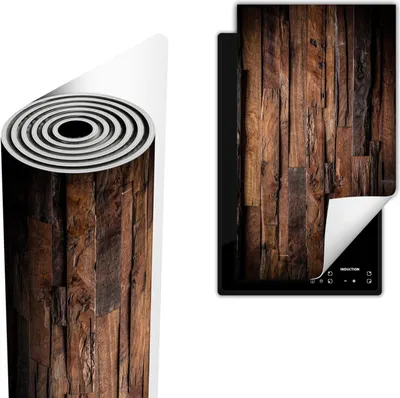 Produktbild von Herdabdeckplatte abdeckung Glaskeramikfeld abdeckplatte 30x52 cm Anti Rutsch Matte Aufrollbar, Holz Bronze