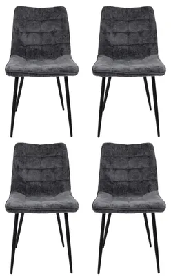 Produktbild von 4er-Set Esszimmerstühle Lucille aus Chenille - Petrol