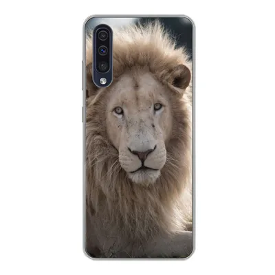 Produktbild von MuchoWow® Handyhülle Schutzhülle Hülle für Samsung Galaxy A30s Löwe - Tier - Weiß Silikon Softcase Handy Hülle - Karteninhaber