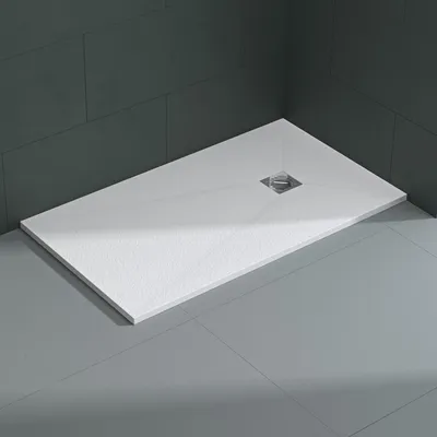 Produktbild von Mai & Mai Duschwanne 90x140x3cm Duschtasse aus Mineralguss Mineralgusswan inkl. Ablaufgarnitur06 Weiß Matt Rechteckig DIN-Anschlüsse Geoma09