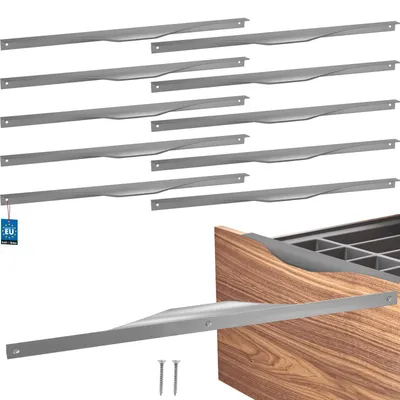 Image de KOTARBAU® Lot de 10 poignées d'armoire et de meuble 436 / 416 mm, argent (ZnAl) : poignées pour armoires de cuisine, poignées de tiroir, poignées de porte, poignées de chant d'armoire