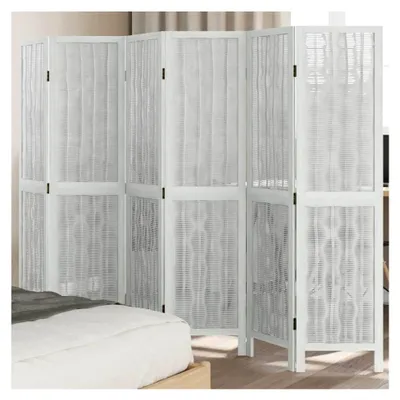 Produktbild von Raumteiler, 6 Paneele, weiß, Massivholz, Paulownia