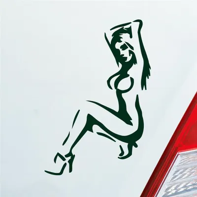 Produktbild von Auto Aufkleber Sexy Girl Pin up Go Go Tuning Motorrad 12x8 cm Dunkelgrün Sticker Heckscheibenaufkleber