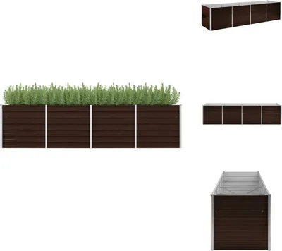 Obrázok produktu pre vidaXL Zvýšený záhradný záhon hnedý 320 x 80 x 77 cm Pozinkovaná oceľ - Kvetináče a sadenice