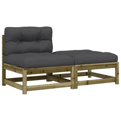 Produktbild von Gartensofa ohne Armlehnen mit Kissen und Hocker