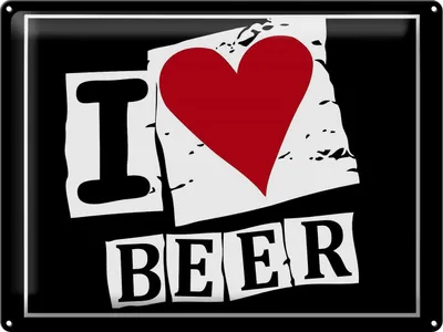 Produktbild von Blechschild  I Love Beer, 40x30 cm, Blechschilder Spruch Getränk, Alkohol, Bier