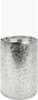 Produktbild von Gilde Kerzenhalter Craquele silber, mit Glasaufsatz H 12cm H= 15,0 cm Ø 10,5 cm 23763