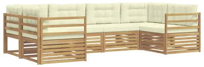 Produktbild von vidaXL Outdoor-Sofagarnitur mit Kissen 6 pcs Weiß und Creme Polyester