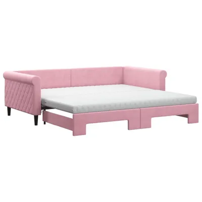 Obrázok produktu pre vidaXL Rozkladacia posteľ s matracmi Ružová 100x200 cm Velvet