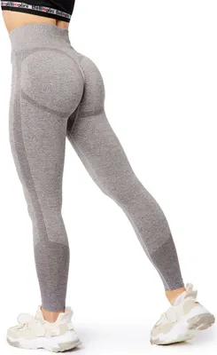 Image de Bellivalini Sport Leggings Femmes High Waist Push Up Scrunch Fitness BLV50-254 (Gris foncé Mélange, M)