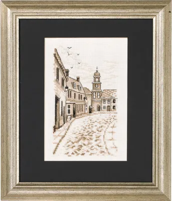 Produktbild von Auslaufmodell Permin Kreuzstich Stickpackung "Dorf", Zählmuster, 23x28cm, 92-0161
