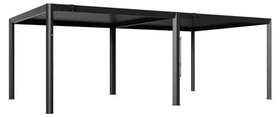 Produktbild von PRIMEYARD Pergola 4x7 m - Pfosten und Lamellendach aus Aluminium - anthrazitfarbene Terrassenüberdachung