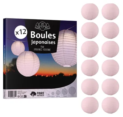 Obrázok produktu pre 12 papierových lampiónov, ružová farba, priemer 30 cm