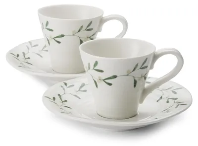 Espressotassen aus Porzellan, 2er-Set, 0,08 l, weiß, spülmaschinengeeignet