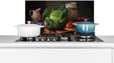 Produktbild von KitchenYeah®  Spritzschutz Küche - Küchenrückwand - Wandschutz für Herd und Spüle - Stilleben - Gemüse - Farben 70x30 - Alu-Dibond (Alternative zum Spritzschutz aus Glas) - Hitzebeständig - Herdspritz
