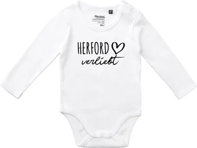 Produktbild von Huuraa Baby Body Herford verliebt 80 White  Baumwolle Fairtrade Langarmbody Geschenkidee