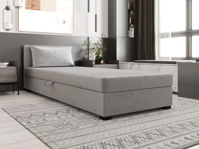 Produktbild von Einzelbett 80x195 ZAJDA 2 mit Stauraum - hellgrau