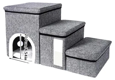 Obrázek produktu pro Schody pro psy, protiskluzové, skládací, šedé