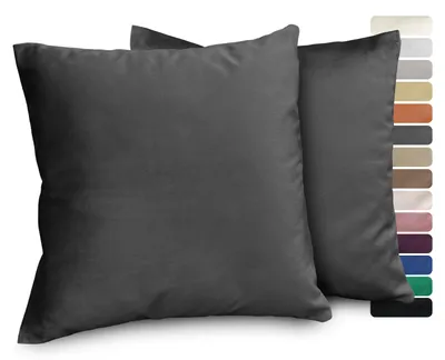 Produktbild von Beautex Samt Premium Kissenhüllen 2er Set, Kissenbezug Sofa- und Dekokissen,Anthrazit,45x45cm