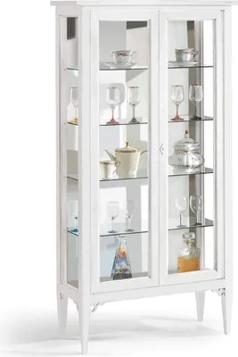 Immagine prodotto di Milani Home - Credenza Con Vetrina In Legno Massello 89x34x170 - Bianco