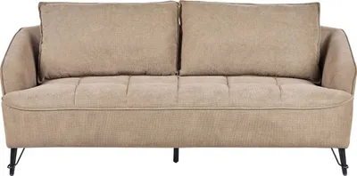 Produktbild von BELIANI 3-Sitzer Sofa Hellbraun Stoffbezug Gesteppt mit Hohen Metallbeinen Breite Armlehnen Lose Rückenkissen Freistehend Modern Wohnzimmer
