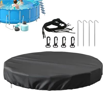 Image de Couverture ronde pour piscine - Bâche pour jacuzzi - Protège la piscine - Imperméable et résistante aux UV - 305 cm - Gris
