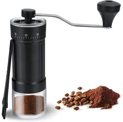 Imagen del producto de Molino de café manual, con muelas cónicas de cerámica, ajustable, compacto, ideal para uso doméstico y para acampar